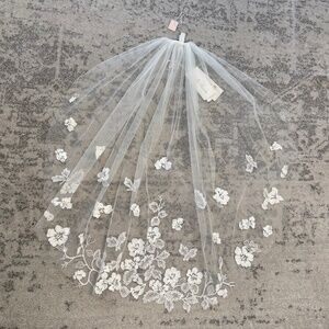 Calla Blance Tropical Floral Embroidered Bridal Veil